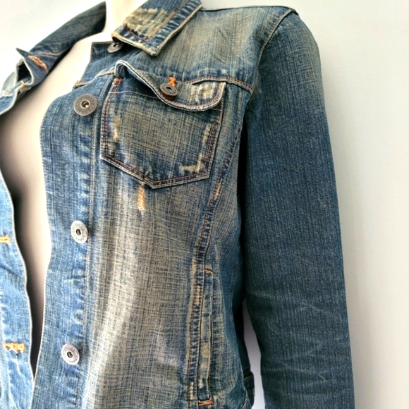 Jacob Connexion Distressed Denim Jacket Size L - Picture 1 of 13